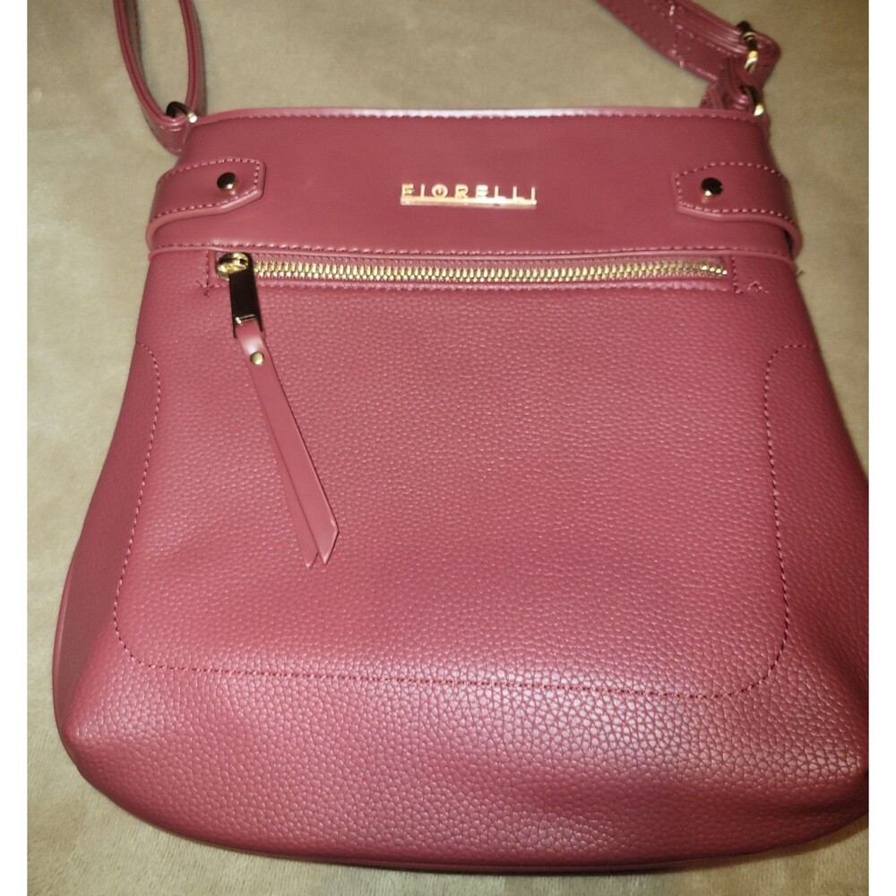 Fiorelli Red Vegan Leather Handbag Zip Pockets Shoulder Bag Satchel Purse Chic